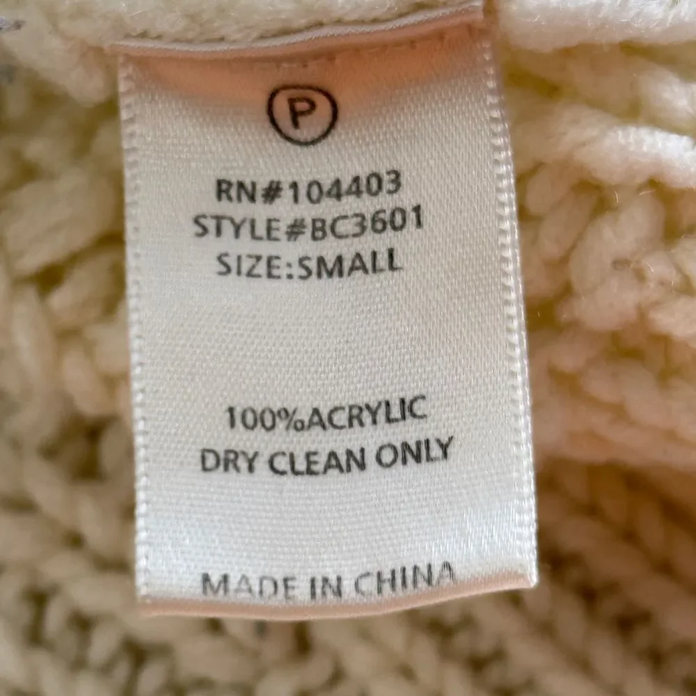 Revolve JOA Distressed Cable Knit Sweater Womens S Cream Oversized Pullover Edgy